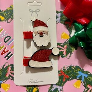New handmade Festive Santa Hair Clips for Kids - Red and White